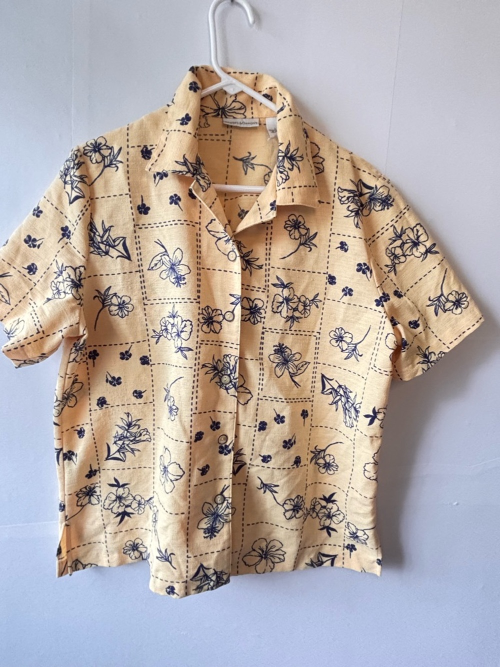 VTG 90s Draper's & Damon's Floral Patchwork Button Down L Coastal Grandmother